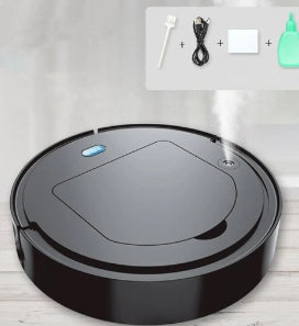 Black all-in-one cleaning robot top view with blue indicator light and edge sensors