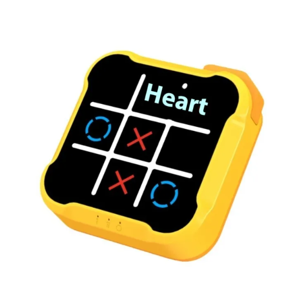 Yellow tic-tac-toe board with black grid and 'Heart' text at center