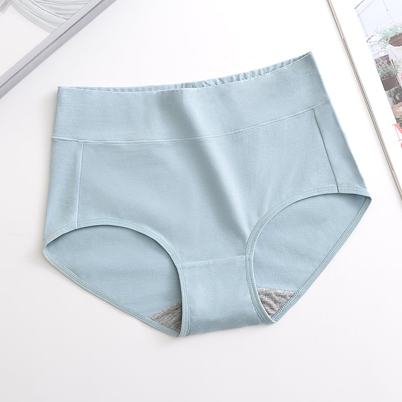 Light blue high-waist hip-lifting underwear briefs, smooth front panel