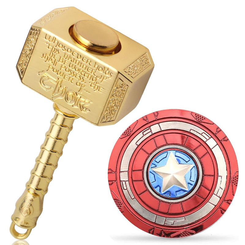 Fidget Chain Hammer Spinners Metal with Star Fidget Finger Spinner Toy Anxiety Toy Focus Copper Brass Fidget Toys Fingertip Gyro Stress Relief Gifts for Kids Adults(Golden)