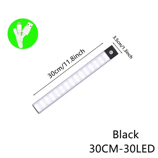 30cm black 30-LED wireless motion-sensor light bar with sensor window