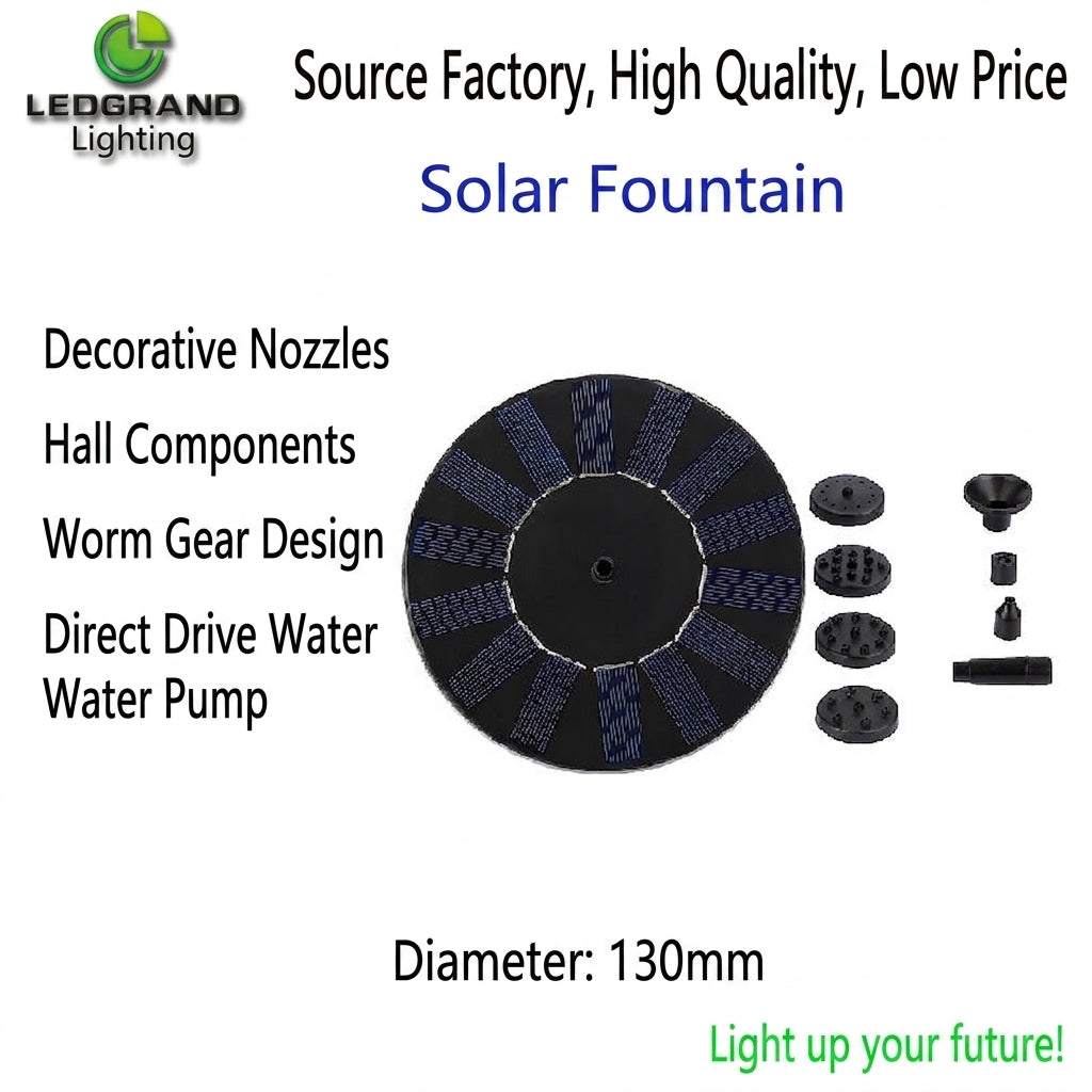 Solar fountain nozzle disc with decorative nozzles and small mounting parts