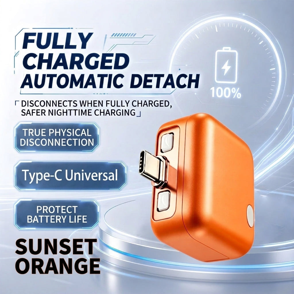 Automatic Type-C power-off charging adapter, sunset orange auto-detach design