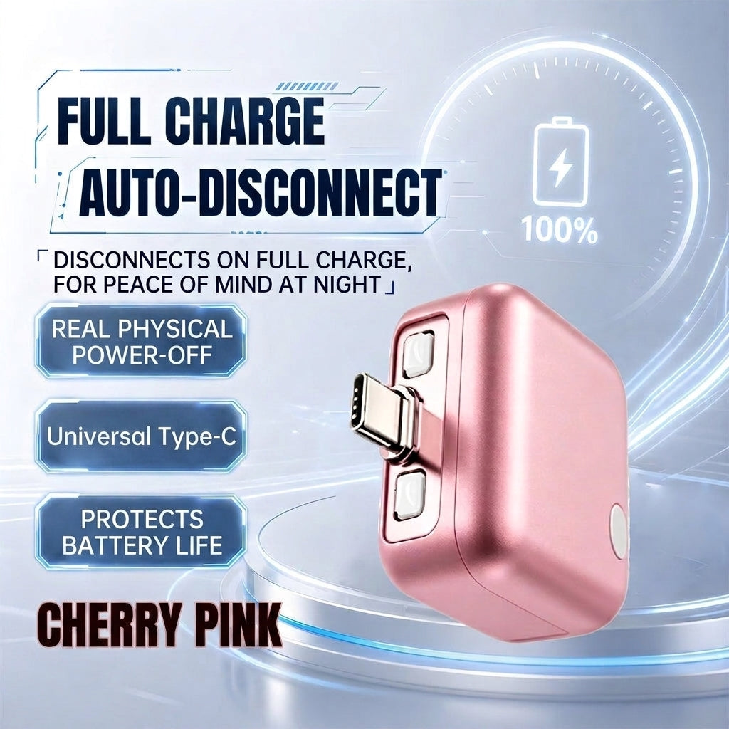 Automatic Type-C power-off charging adapter, cherry pink auto-disconnect design