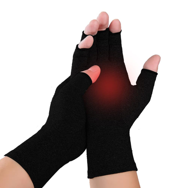 NuCamper Arthritis Compression Gloves | Fingerless Pain Relief Gloves