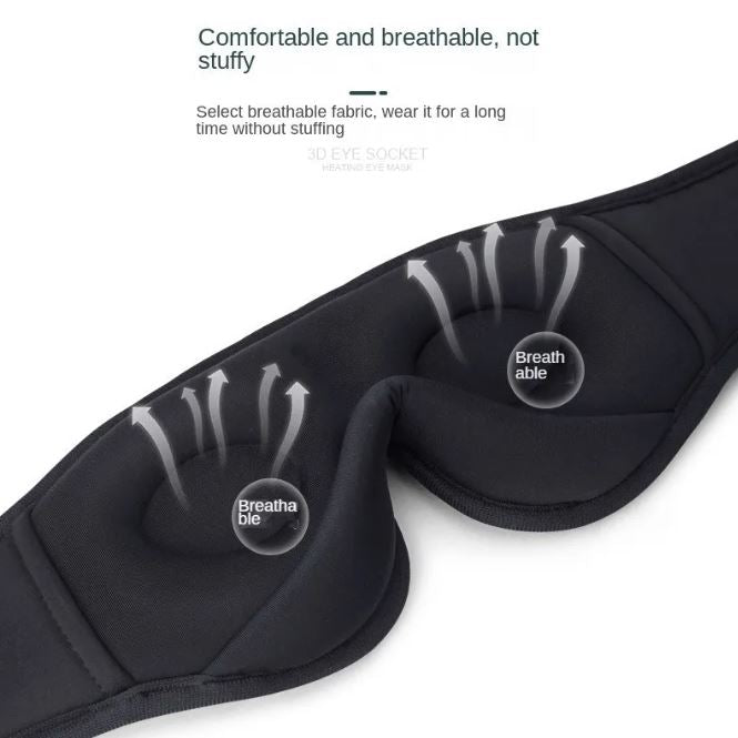 Black memory foam sleep eye mask with breathable vented cushioning