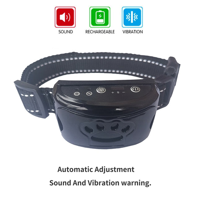 Dog training collar receiver with black shell and black fabric strap
