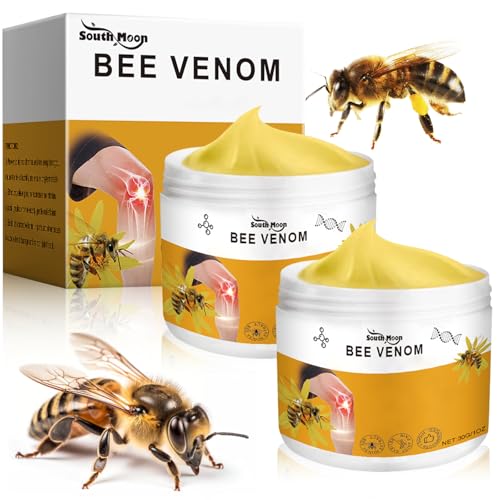 Bee venom topical cream jars with yellow balm and bee theme