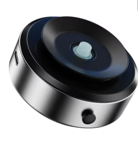 Silver and black magnetic car phone mount base with suction cup pad and release button