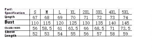 Hoodie size chart with length and bust measurements for sizes S to 4XL