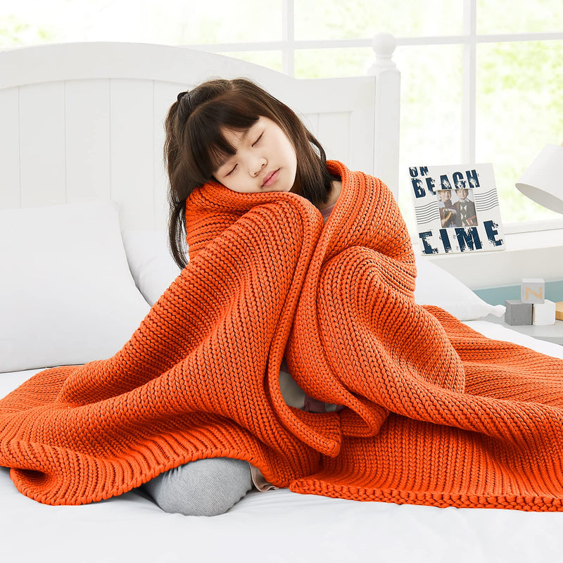Chunky Knit Weighted Blanket – Breathable Heavy Throw for Deep Sleep