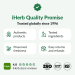Hair growth supplement info panel with small icons and quality promise checklist