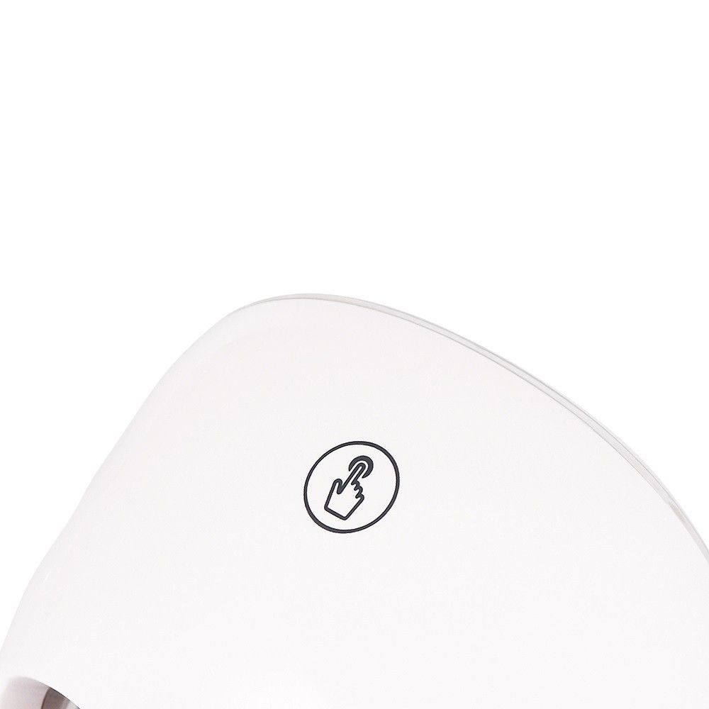 White LED light therapy face mask with small front icon
