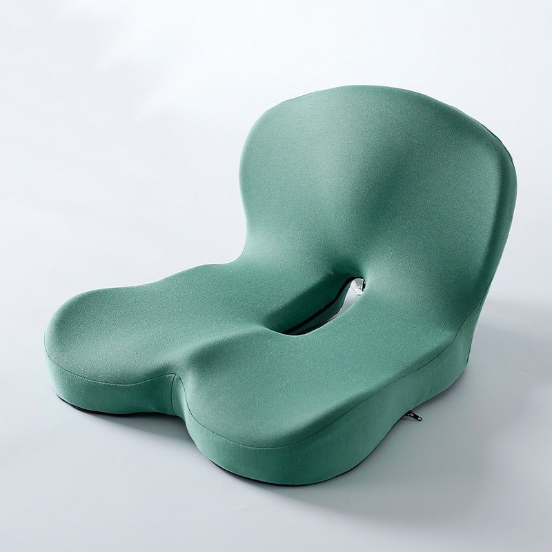 Memory foam backrest cushion, green contoured seat and backrest