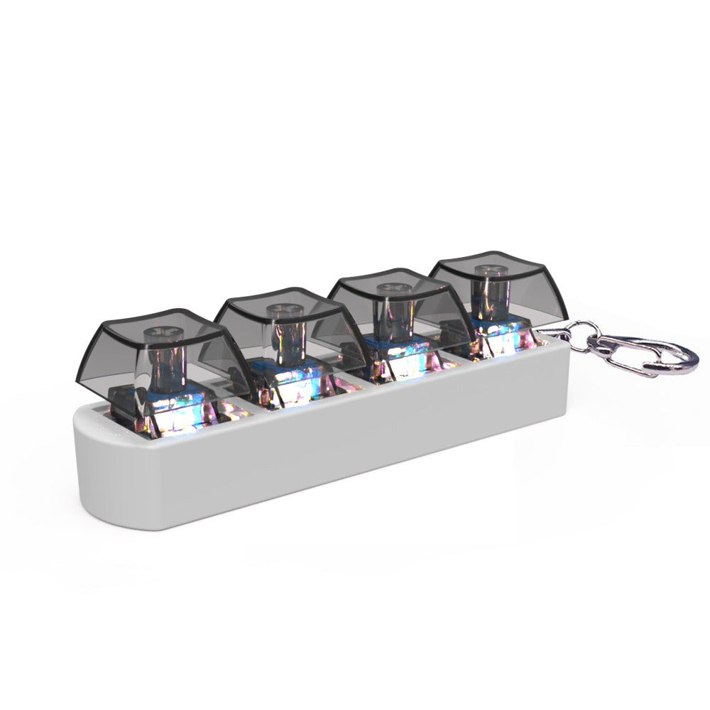 LED switch tester fidget toy with keychain, gray base and dark LED light blocks