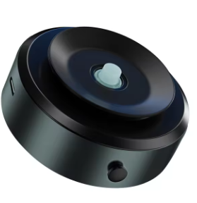Dark magnetic car phone mount with circular base and blue center magnet