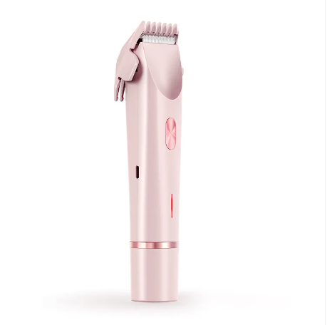 Pink 2-in-1 electric trimmer razor with raised cutting head
