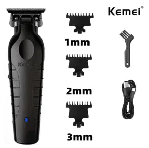 Black electric hair clipper with 1mm, 2mm, and 3mm guard combs