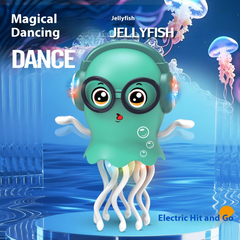 Animated jellyfish character with glasses on a blue background, featuring the brand 'Jellyfish'.