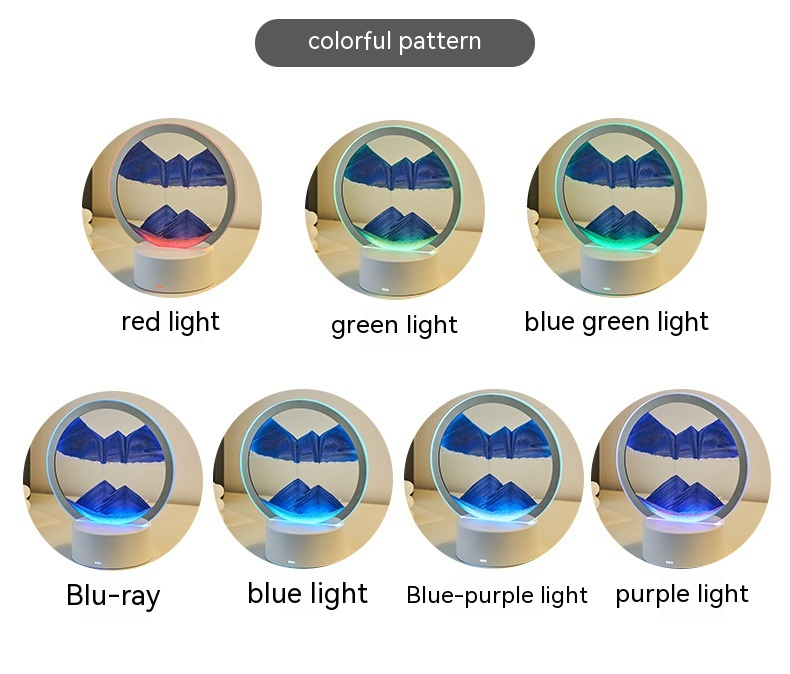 Quicksand night lamp color options panel showing red, green, blue, and purple lights
