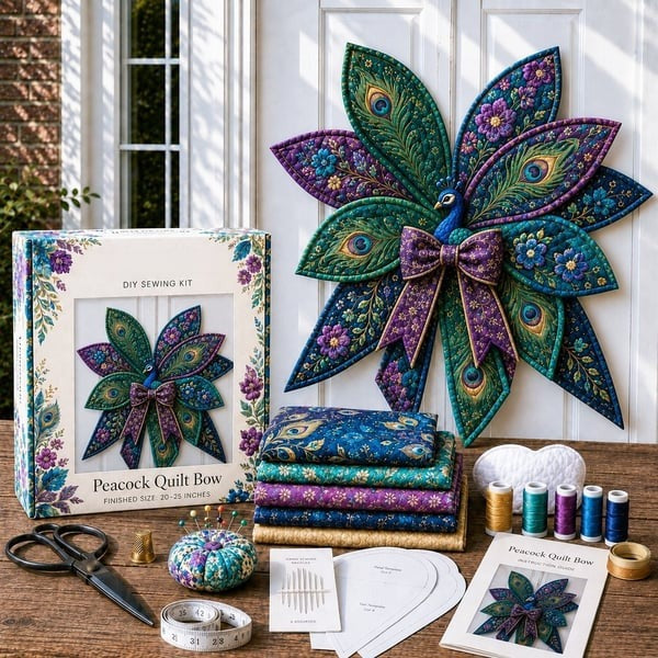 DIY Oversized Quilted Bow Sewing Kit Fabric Craft Set With Large Bow Pattern For Handmade Projects