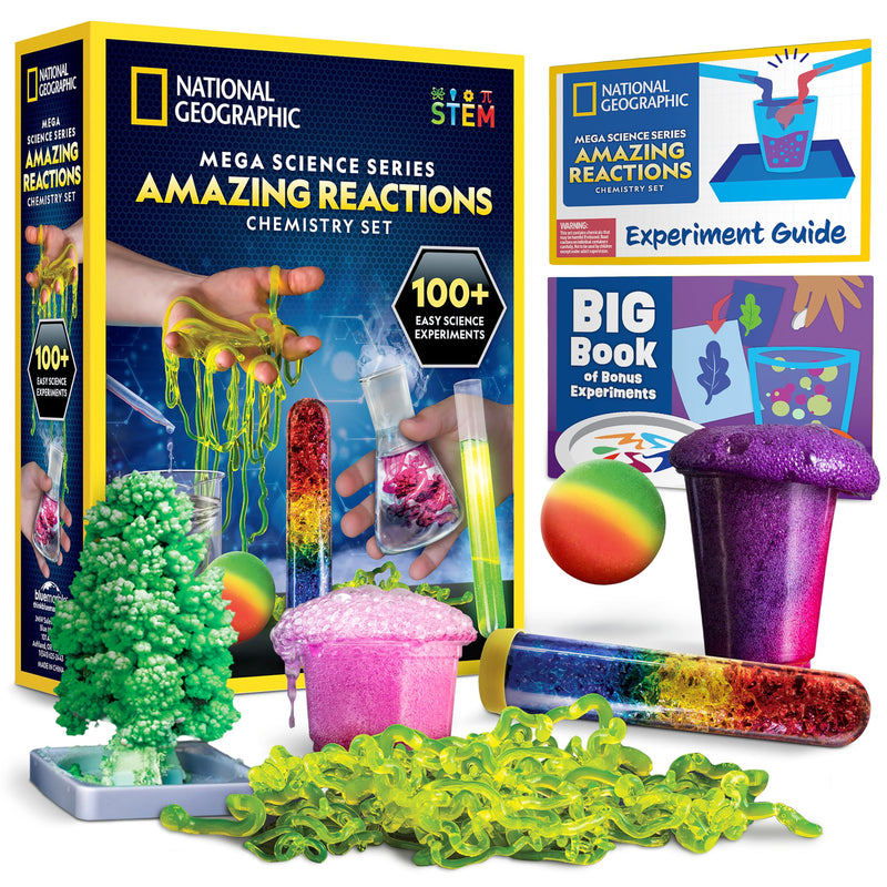NATIONAL GEOGRAPHIC Amazing Chemistry Set - Chemistry Kit with 100+ Science Experiments Including Crystal Growing and Reactions Science Kit for Kids STEM Gift for Boys and Girls (Amazon Exclusive)