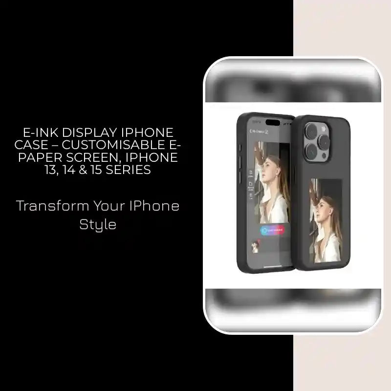 E-Ink Display iPhone Case &ndash; Customisable E-Paper Screen, iPhone 13, 14 &amp; 15 Series by@Outfy
