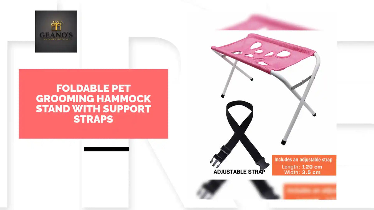 Foldable Pet Grooming Hammock Stand with Support Straps by@Outfy