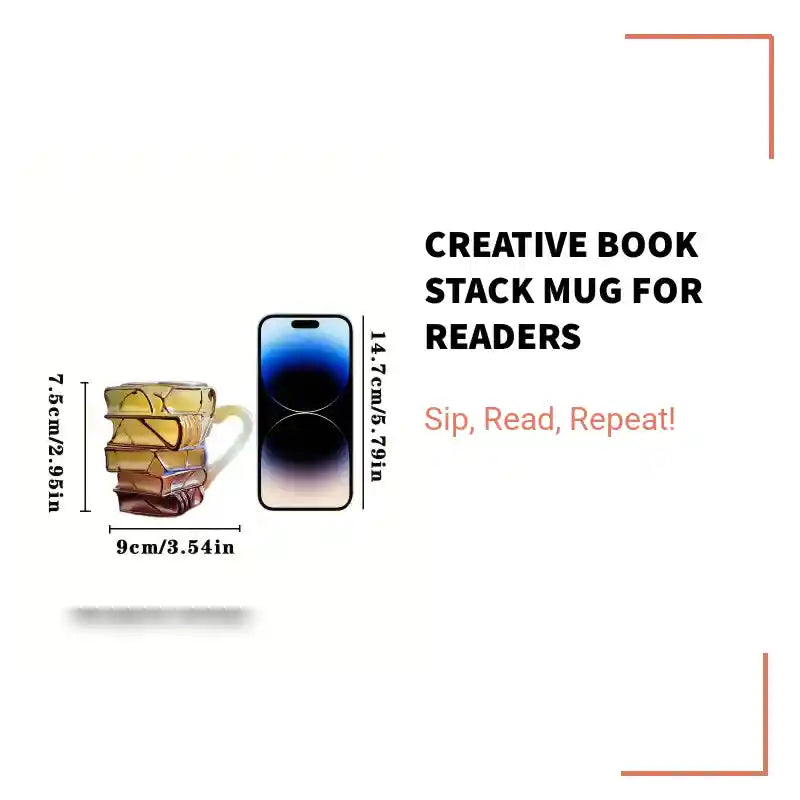 Creative Book Stack Mug for Readers by@Outfy