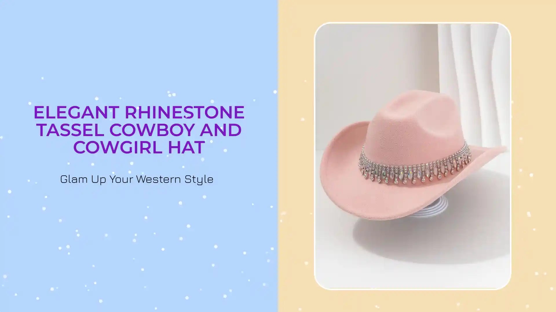 Elegant Rhinestone Tassel Cowboy and Cowgirl Hat by@Outfy