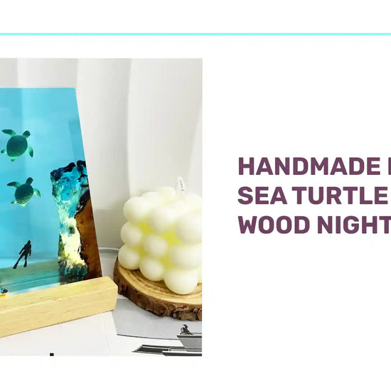 Handmade Resin Sea Turtle and Wood Night Lamp by@Outfy