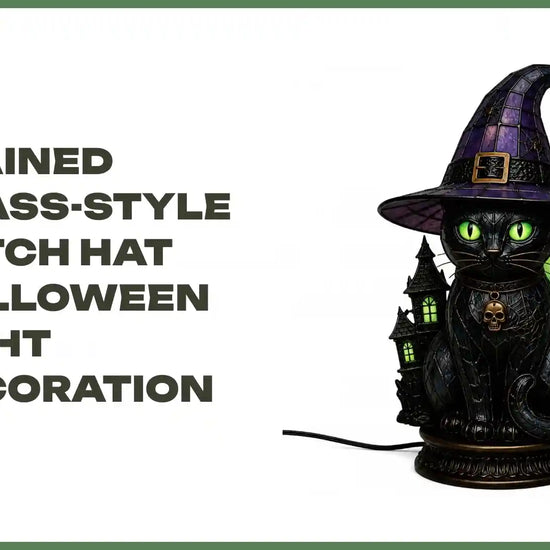 Stained Glass-Style Witch Hat Halloween Light Decoration by@Outfy