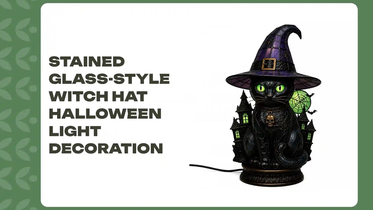 Stained Glass-Style Witch Hat Halloween Light Decoration by@Outfy