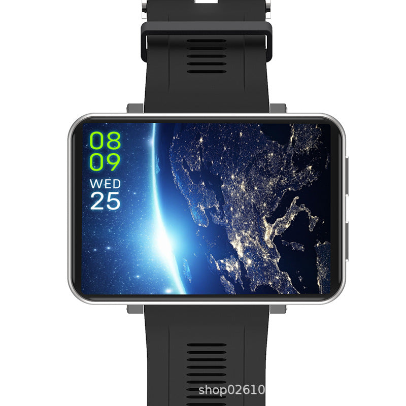 Black android smartwatch with centered front touchscreen showing map display